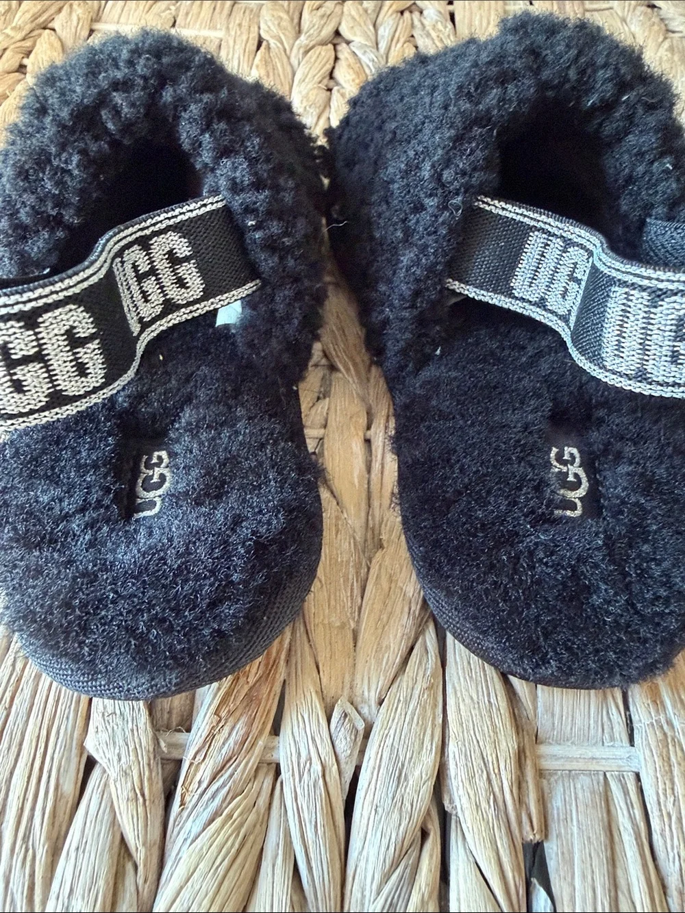 UGG Black Sherpa Slingback Slide